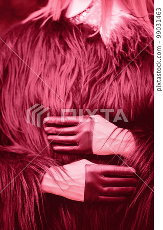 stylish short gloves on a girl, toned in pink stylish short gloves on a girl, toned in pink 99031463
