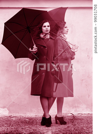 Surrealistic collage, toned in pink 99031708