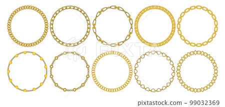 Round Chain frame. Circle chains border. Boho bracelet 99032369