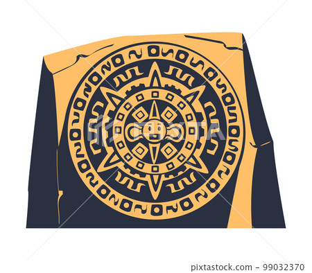Mayan calendar. Aztec civilization artifact cartoon vector illustration 99032370