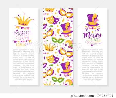 Bright Mardi Gras or Fat Tuesday Carnival Celebration with Mask and Feather Vector Card Template Bright Mardi Gras or Fat Tuesday Carnival Celebration with Mask and Feather Vector Card Template 99032404