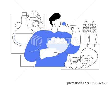 Mediterranean diet abstract concept vector illustration. Mediterranean diet abstract concept vector illustration. 99032429
