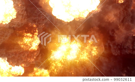 3D rendering of an impressive intense explosion on a black background 3D rendering of an impressive intense explosion on a black background 99032611
