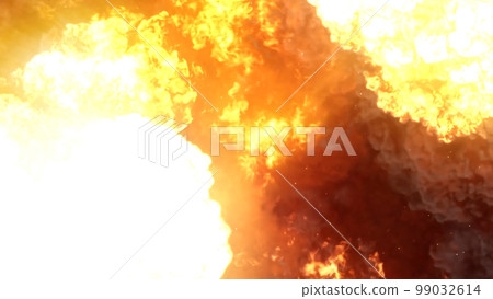 3D rendering of an impressive intense explosion on a black background 3D rendering of an impressive intense explosion on a black background 99032614