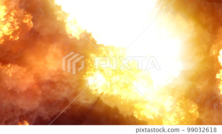 3D rendering of an impressive intense explosion on a black background 99032618