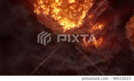 3D rendering of an impressive intense explosion on a black background 3D rendering of an impressive intense explosion on a black background 99032623