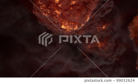 3D rendering of an impressive intense explosion on a black background 3D rendering of an impressive intense explosion on a black background 99032624