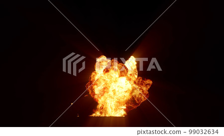 3D rendering of an impressive intense explosion on a black background 99032634