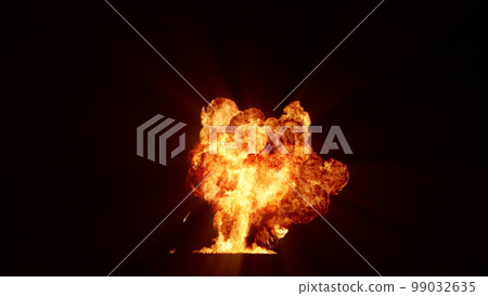 3D rendering of an impressive intense explosion on a black background 3D rendering of an impressive intense explosion on a black background 99032635