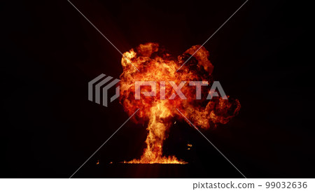 3D rendering of an impressive intense explosion on a black background 3D rendering of an impressive intense explosion on a black background 99032636