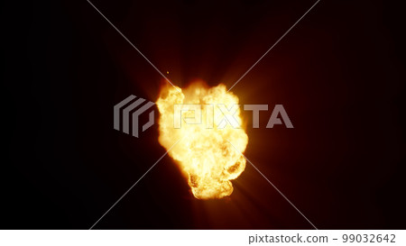 3D rendering of an impressive intense explosion on a black background 99032642