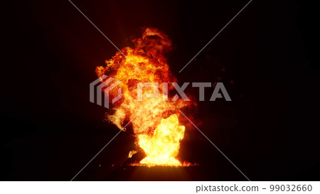 3D rendering of an impressive intense explosion on a black background 3D rendering of an impressive intense explosion on a black background 99032660