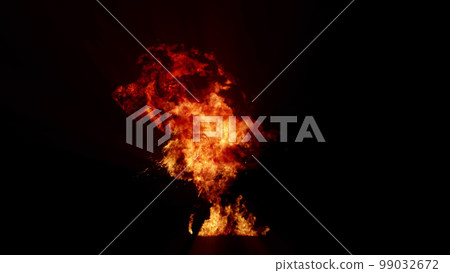 3D rendering of an impressive intense explosion on a black background 3D rendering of an impressive intense explosion on a black background 99032672