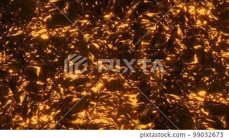 3D rendering shimmering oily liquid with a golden sheen 3D rendering shimmering oily liquid with a golden sheen 99032673