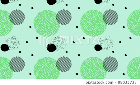 Colorful abstract organic shape seamless pattern illustration in retro style.  99033735