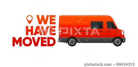We Have Moved from one address to another address. New company office or shop location address. Template banner concept. Vector illustration. We Have Moved from one address to another address. New company office or shop location address. Template banner concept. Vector illustration. 99034353
