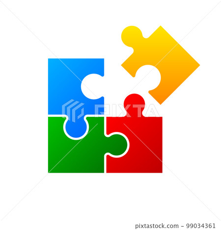 Teamwork Business concept. Team Lead and subordinates. People connect puzzle elements. Symbol of teamwork, cooperation and partnership. The famous puzzle pattern. Vector illustration. 99034361