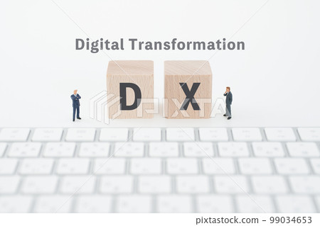 DX image Thinking businessman and keyboard DX image Thinking businessman and keyboard 99034653