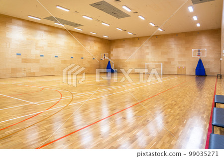 Interior of empty modern basketball or soccer indoor sport court Interior of empty modern basketball or soccer indoor sport court 99035271