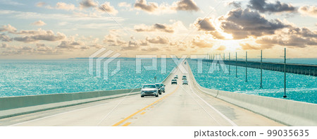 Panorama of Road US1 to Key West over Florida keys 99035635