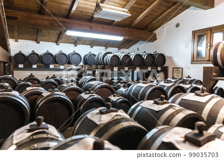 balsamic vinegar wooden barrels storing and aging 99035703