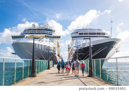 Cruise passengers return to cruise ships at St Kitts Port Zante cruise ship terminal 99035991