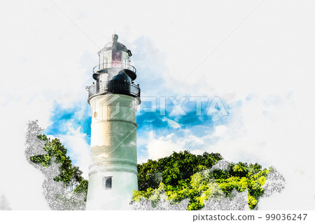 Watercolor painting illustration of Lighthouse isolated on white background Watercolor painting illustration of Lighthouse isolated on white background 99036247