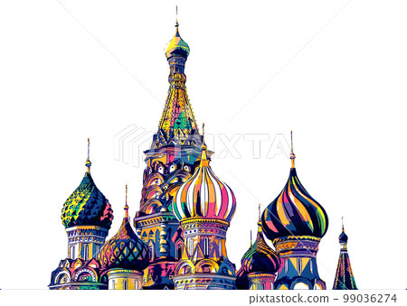 Digital design of Moscow. St. Basil Cathedral on white background Digital design of Moscow. St. Basil Cathedral on white background 99036274
