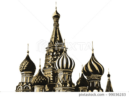 Digital design of Moscow. St. Basil Cathedral on white background Digital design of Moscow. St. Basil Cathedral on white background 99036283