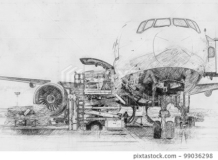 loading cargo into the aircraft before...-插圖素材 [99036298] - PIXTA圖庫