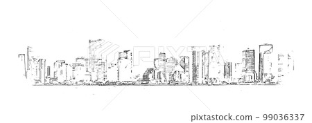 Miami Downtown skyline pencil sketck on white background 99036337