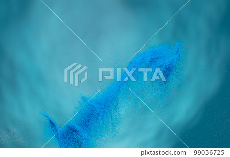 Small Fine size Sand flying explosion, Blue Ocean wave explode, abstract cloud fly. Turquoise colored sand splash throwing Air. Underwater wallpaper background high speed shutter, freeze stop motion Small Fine size Sand flying explosion, Blue Ocean wave explode, abstract cloud fly. Turquoise colored sand splash throwing Air. Underwater wallpaper background high speed shutter, freeze stop motion 99036725
