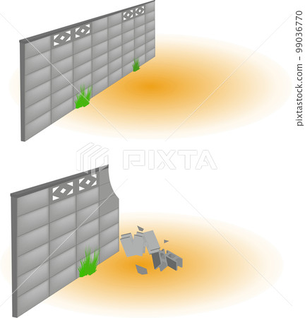 Block wall and dangerous crumbled blocks 99036770