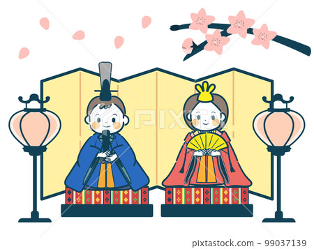 Hina dolls (gold folding screen) Hina dolls (gold folding screen) 99037139