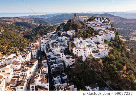 Aerial view of Casares cityscape, Malaga, Spain Aerial view of Casares cityscape, Malaga, Spain 99037223