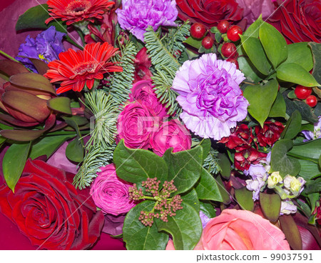 Bouquet of different flowers. Beautiful flowers. Floristics Bouquet of different flowers. Beautiful flowers. Floristics 99037591