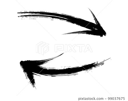 A curved arrow that looks like it was drawn with ink and brush A curved arrow that looks like it was drawn with ink and brush 99037675