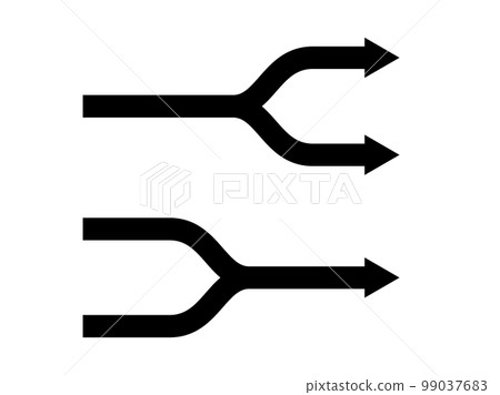 A black bifurcated arrow and an arrow representing a bond 99037683