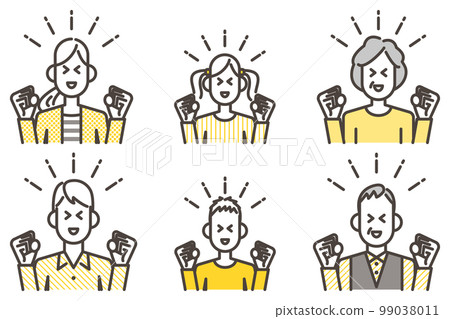 Guts pose family (grandparents, parents and children) [vector illustration material] 99038011