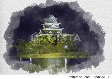 水彩風格廣島城城堡塔廣島縣廣島市 水彩風格廣島城城堡塔廣島縣廣島市 99038194