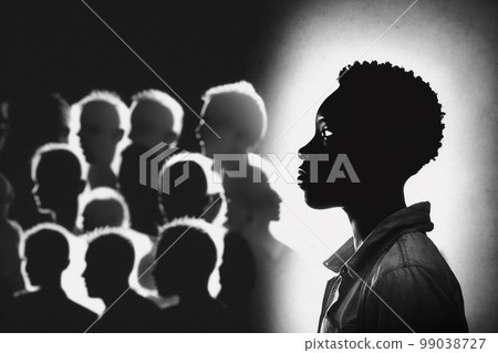 Discrimination. Fight Racism black lives matter for protest, rally, or awareness campaign against racial discrimination of dark skin color. Fight for equal rights of black people. High quality 3d 99038727