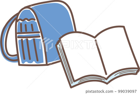Accumulation image icon_blue school bag and notebook Accumulation image icon_blue school bag and notebook 99039097