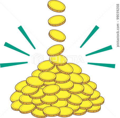 Accumulation _ piled up golden coins _ with emphasis line 99039208