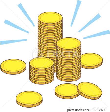 Accumulation _ Stacked gold coins _ With emphasis line 99039219