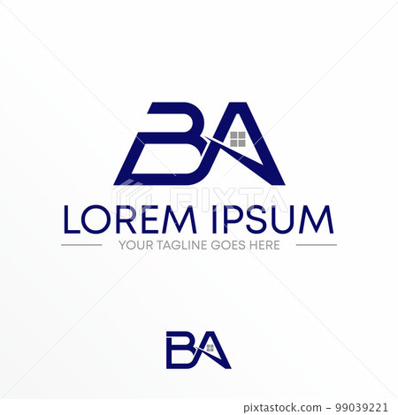 Letter or word BA font in connected line roof house image graphic icon logo design abstract concept vector stock. Can be used as a symbol related to property or initial. 99039221