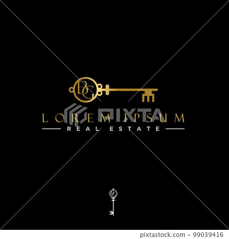 Letter or word BG font inside Key image graphic icon logo design abstract concept vector stock. Can be used as a symbol related to property. 99039416