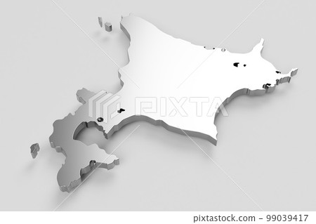 Three-dimensional bird view blank map Used for presentation materials Hokkaido 99039417
