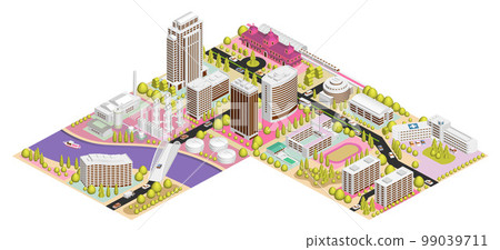 如果像塊一樣組合成大城市的街道插圖“Block Town B”有變化 如果像塊一樣組合成大城市的街道插圖“Block Town B”有變化 99039711