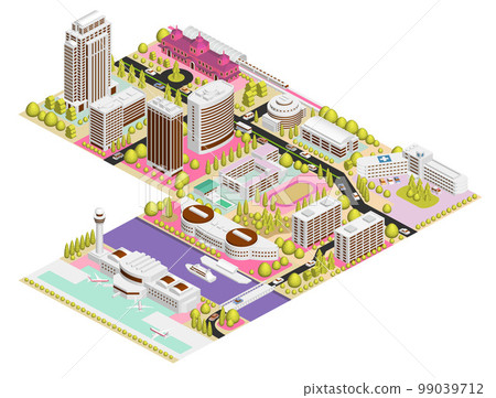 如果像塊一樣組合成大城市的街道插圖“Block Town B”有變化 如果像塊一樣組合成大城市的街道插圖“Block Town B”有變化 99039712