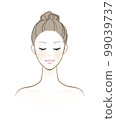 女人的臉，洗前髮髻，簡單 99039737